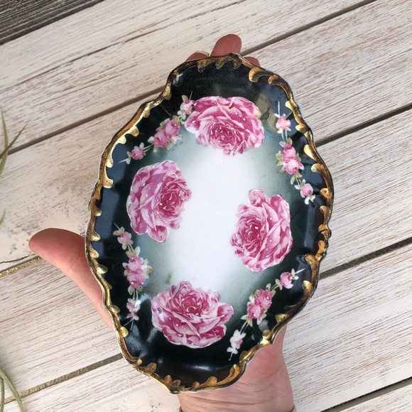 Antique Victorian porcelain hand painted rose dish - Picture 5 of 10